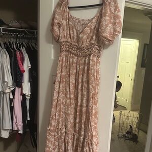 Free People Peach Floral Maxi Dress